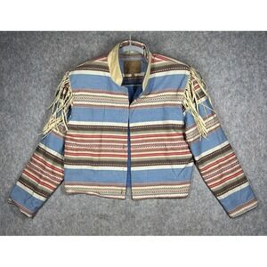 Double D Ranchwear Fringe Serape Western Jacket Cotton Suede L USA
